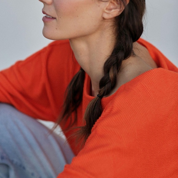 NWT ANTHRO Maeve Kasi Pullover Lightweight Sweater Tangerine Orange - Picture 3 of 16